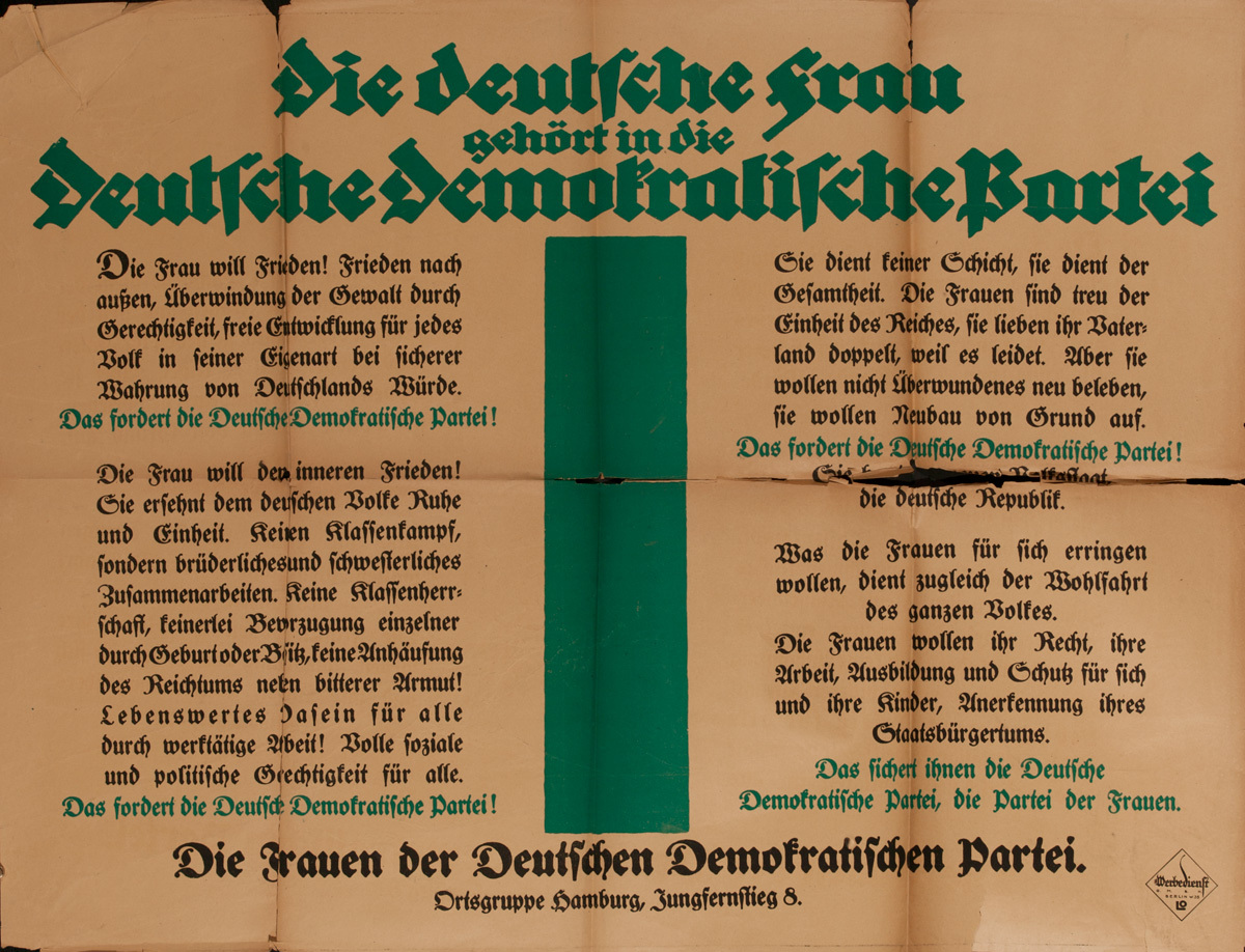 Original Post-WWI German, German Democratic Party, The German Woman