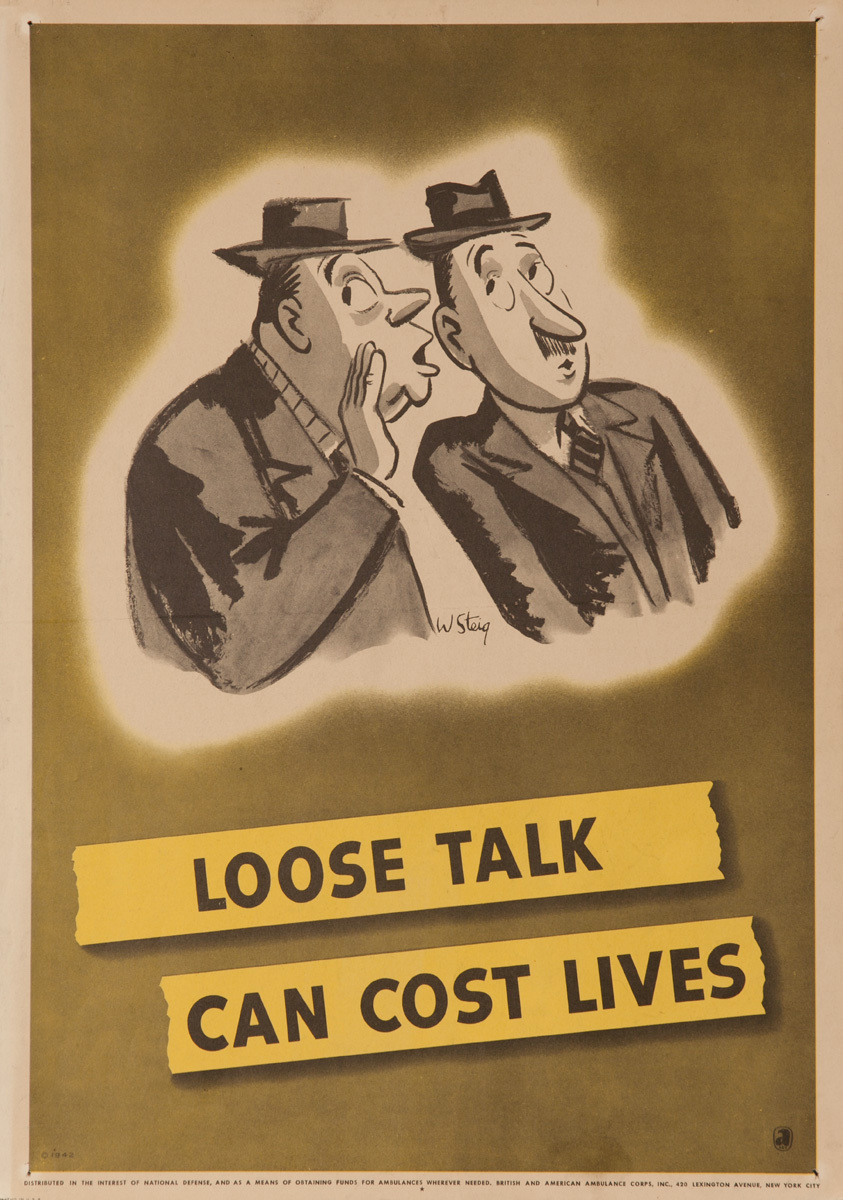 Loose Talk Can Cost Lives, Origional American WWII Security Poster
