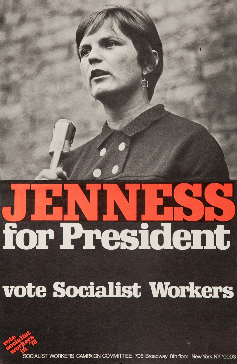 Jenness For President, Vote Socialist Workers, Original American Politcal Campaign Poster