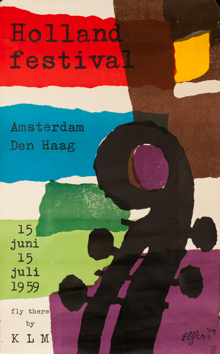 Holland Festival Amsterdam Den Haag Original KLM Travel Poster