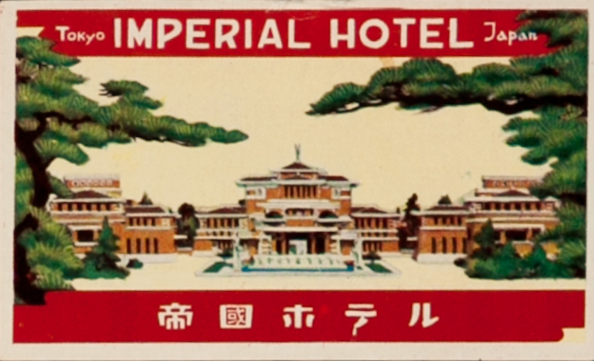 Tokyo Imperial Hotel Japan Original Luggge Label, Frank Lloyd Wright 