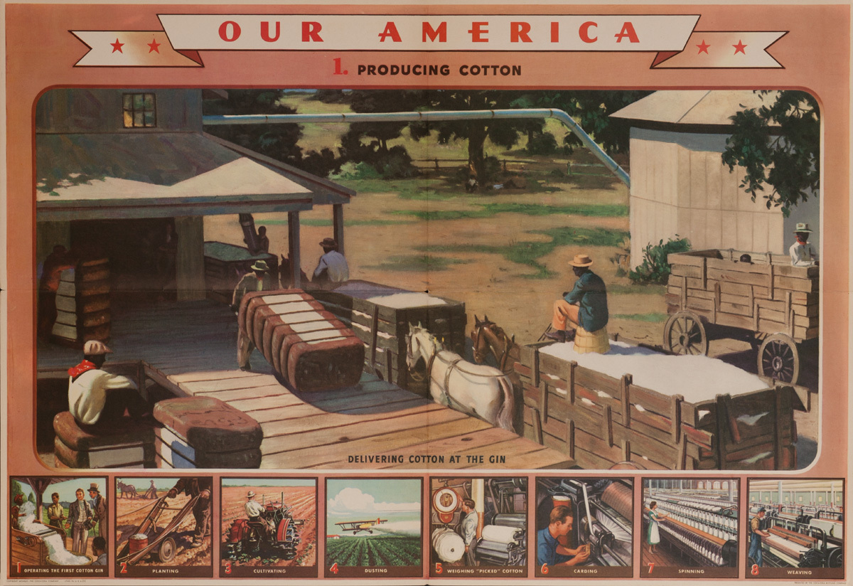 Our America Original Coke (Coca Cola) Educational Poster, Cotton #1 Producing Cotton