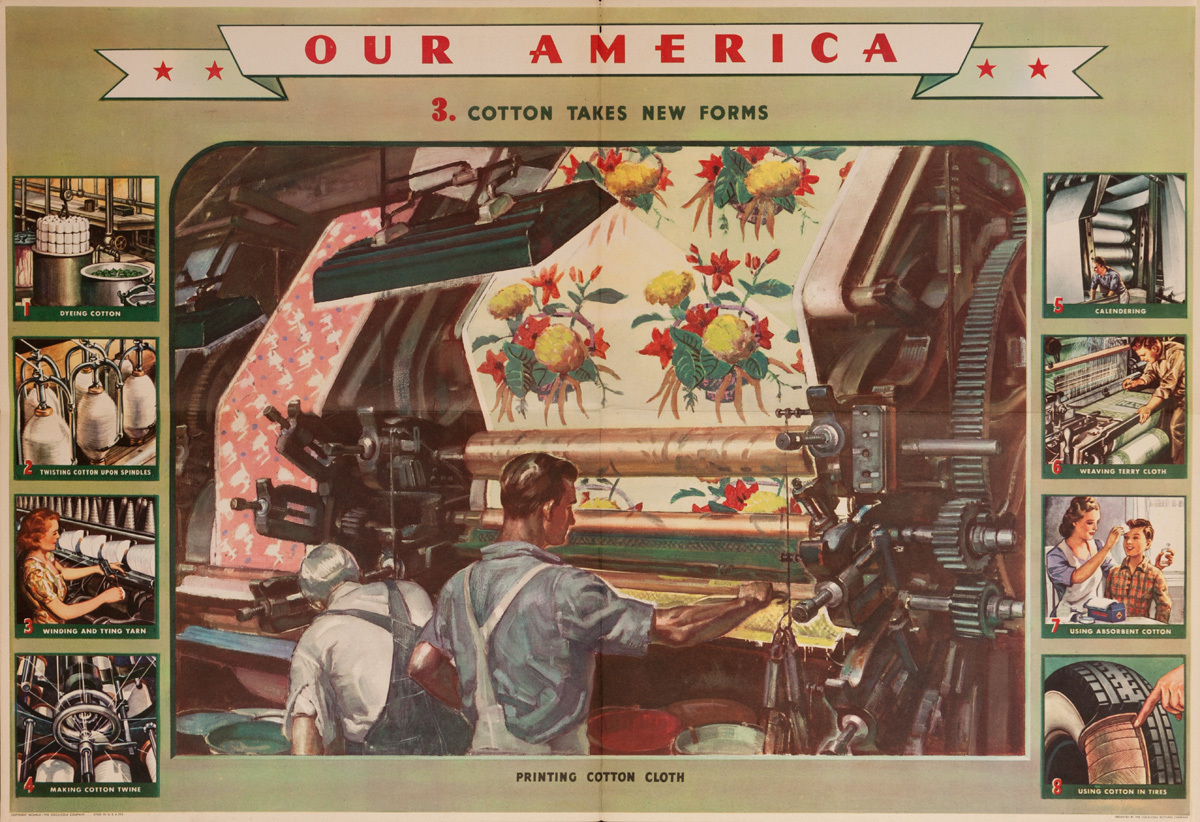 Our America Original Coke (Coca Cola) Educational Poster, Cotton #3 Cotton Takes New Form