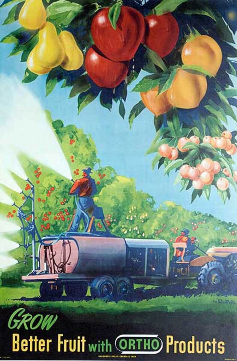 Original Grow Better Fruit With Ortho Advertising Poster 
