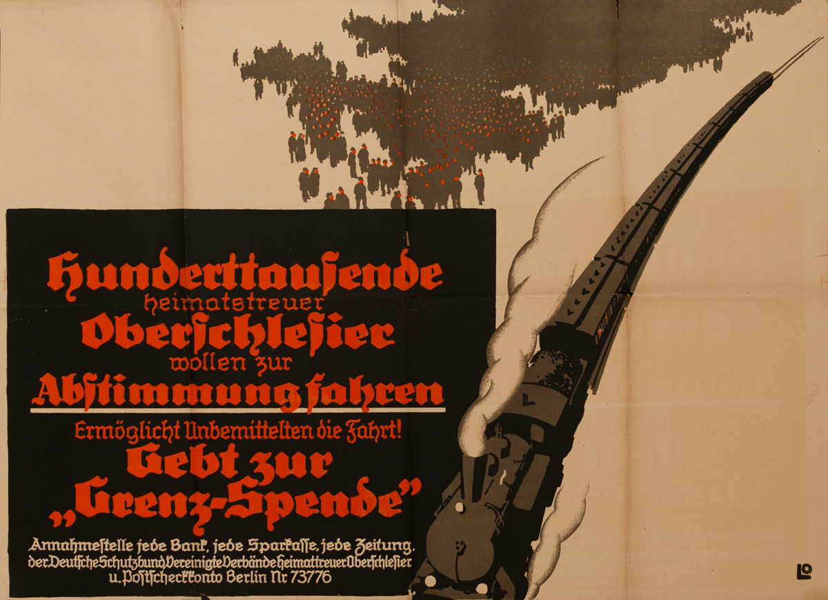 Hundreds of Thousands of Upper Silesians, Stop the Free Ride! Original Post-WWI German Political Propaganda Poster
