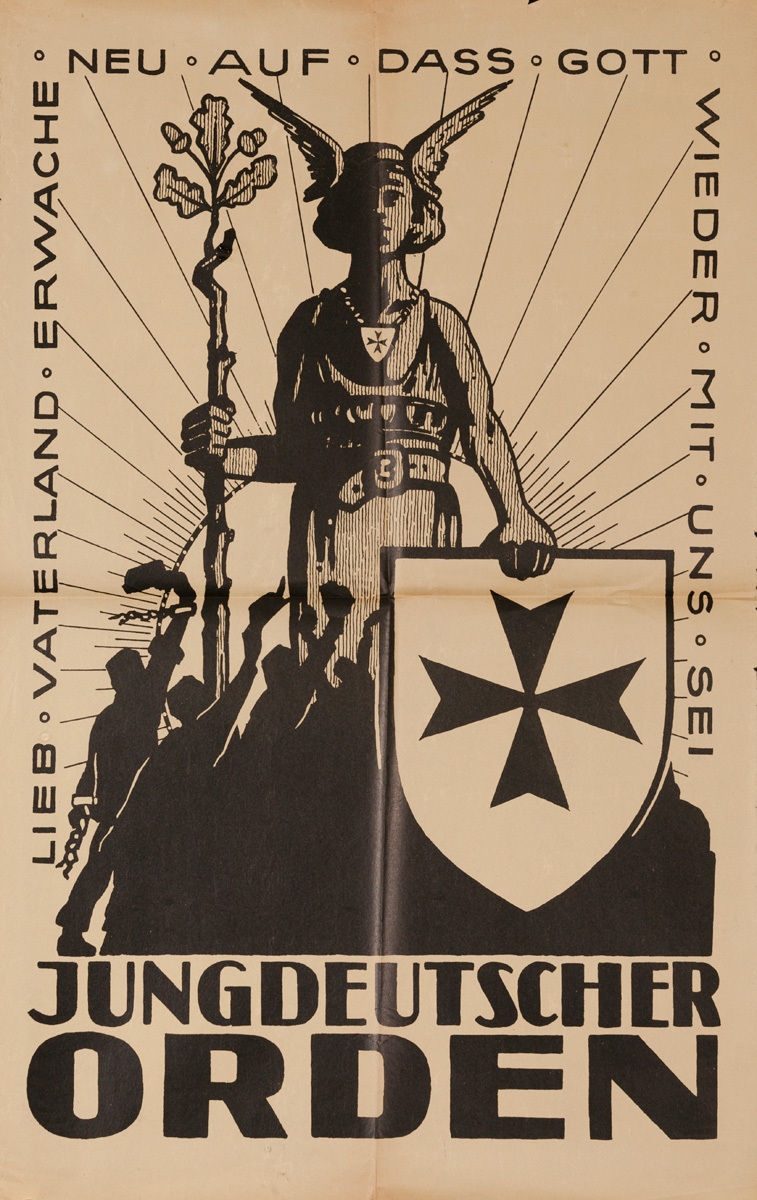 Lieb Vaterland Erwache Neu Auf Dass Gott Wieder Mit Uns Sei Jungdeutscher Orden, Original Post-WWI German Political Propaganda Poster