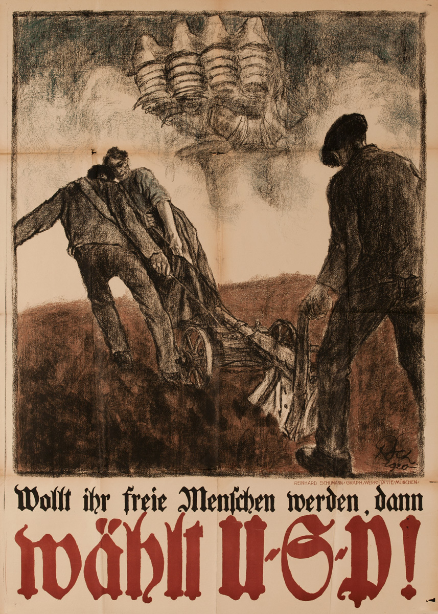 Do You want Freedom? Chooge UGP Original Post-WWI German Political Propaganda Poster