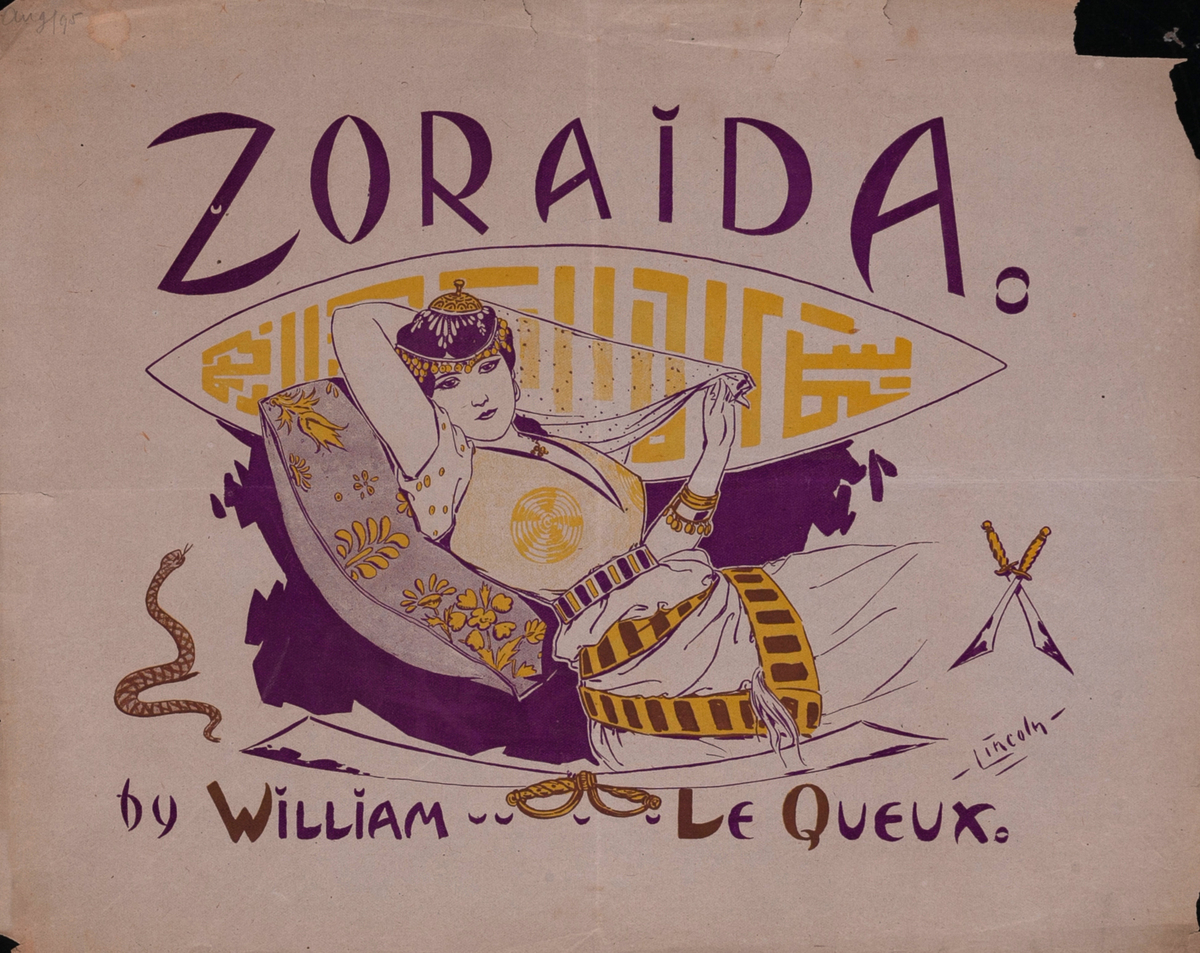 Zoraida by William Le Queux Original American Literary Poster