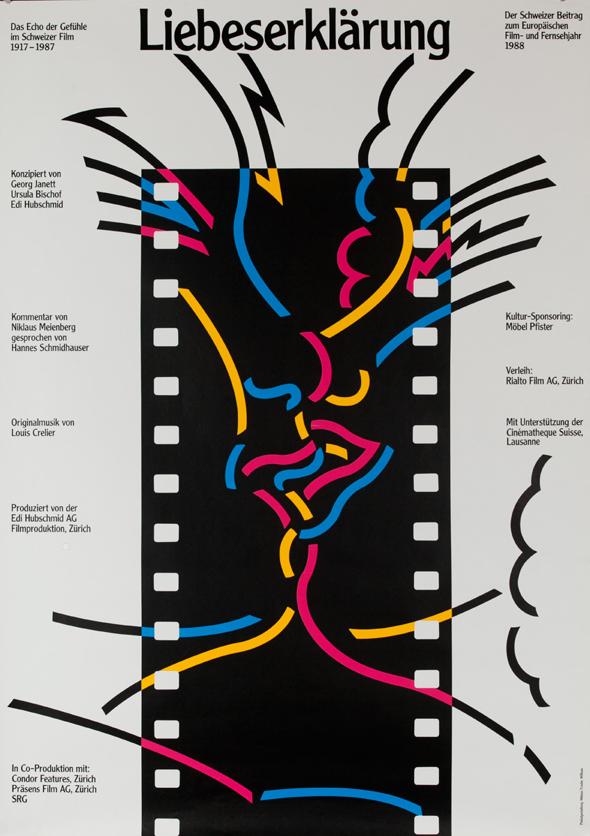 Liebeserklärung Original Swiss Theater Advertising Poster Declaration of Love