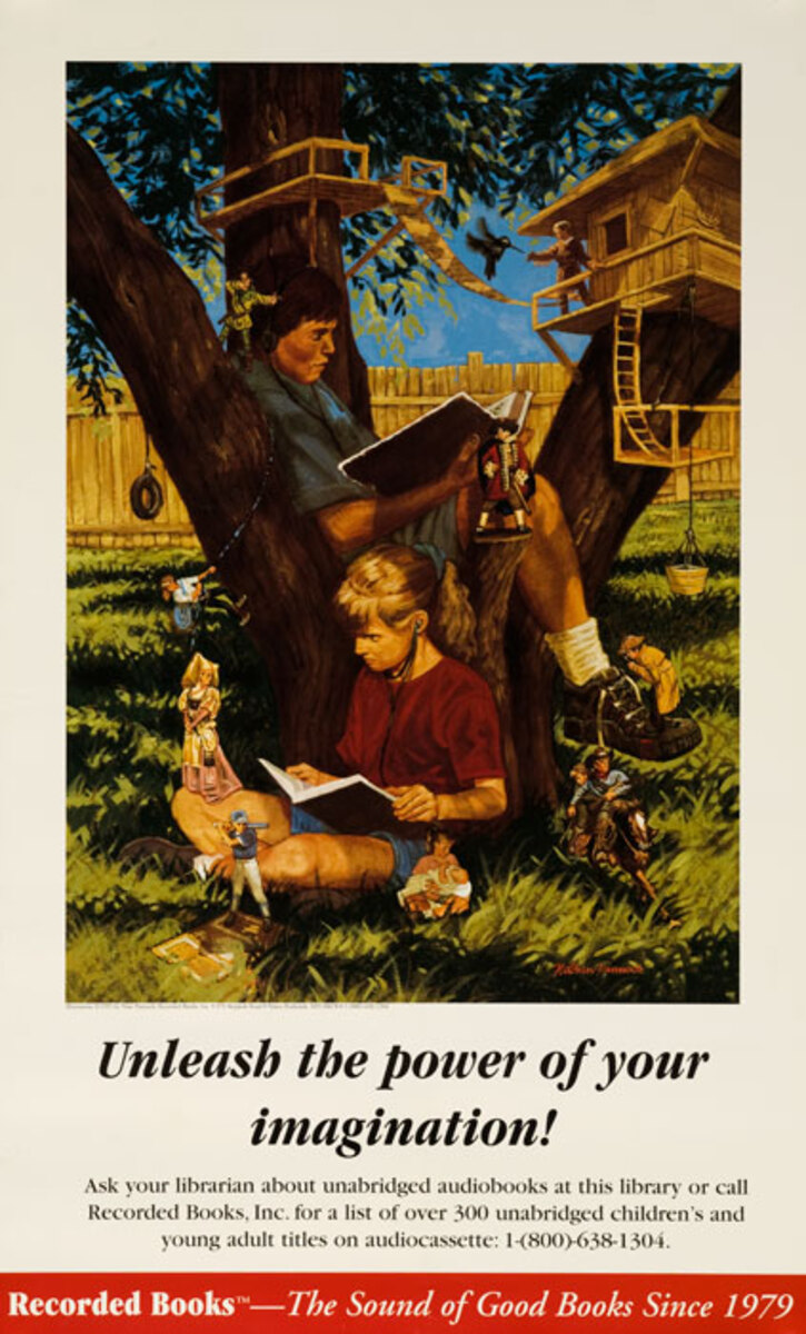 Unleash the Power of Your Imagination! Recorded Books Original Children's Advertising Poster