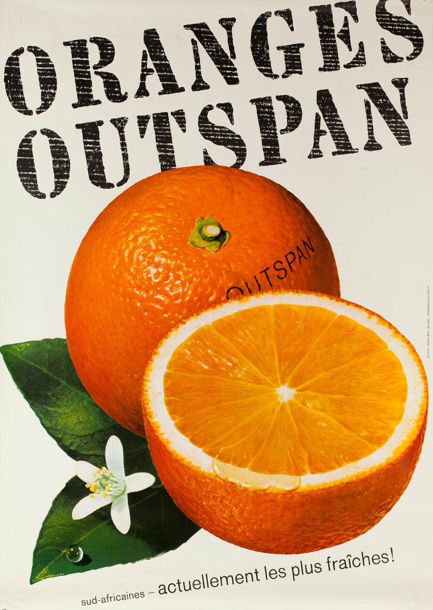 Oranges Outspan Original Swiss Advertising Poster