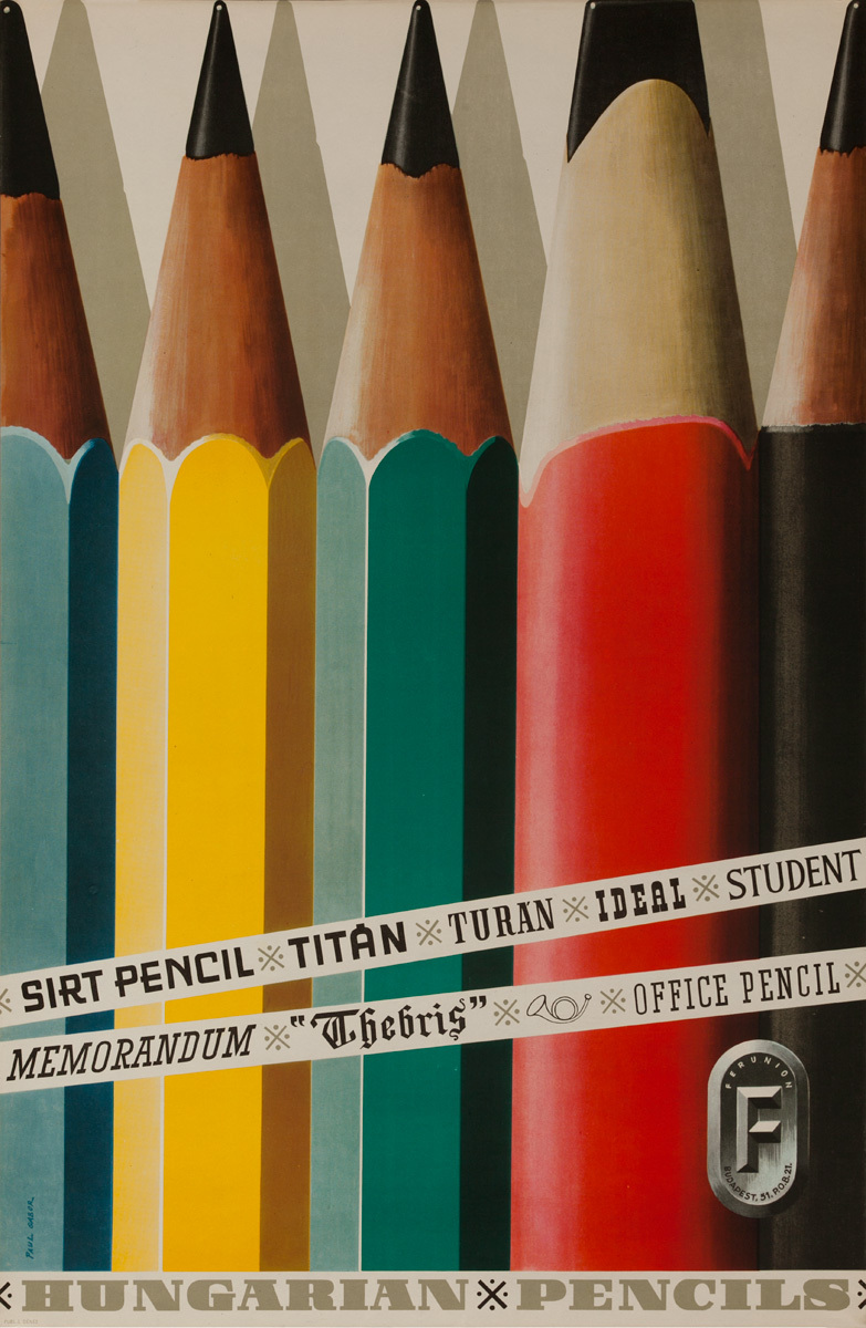 Ferunion Hungarian Pencils Original Advertising Poster, vertical