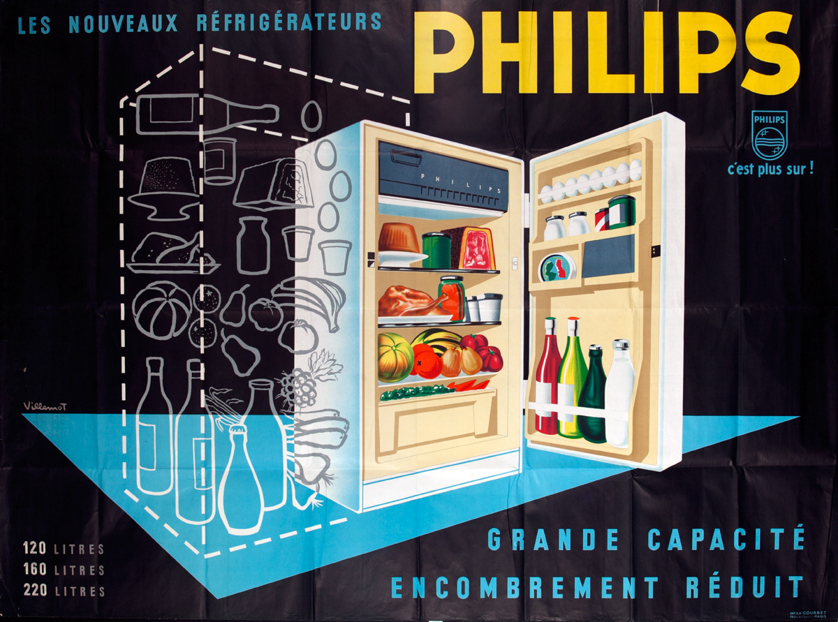 Les Nouveaux Refrigerator Philips Original French Advertising Poster