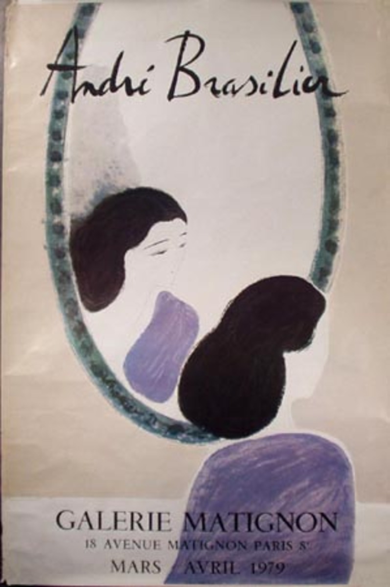 French Art Gallery Show Vintage Poster Galerie Matignon Andri Brasilior