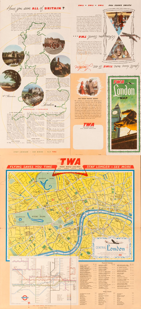 Original TWA London Map Brochure
