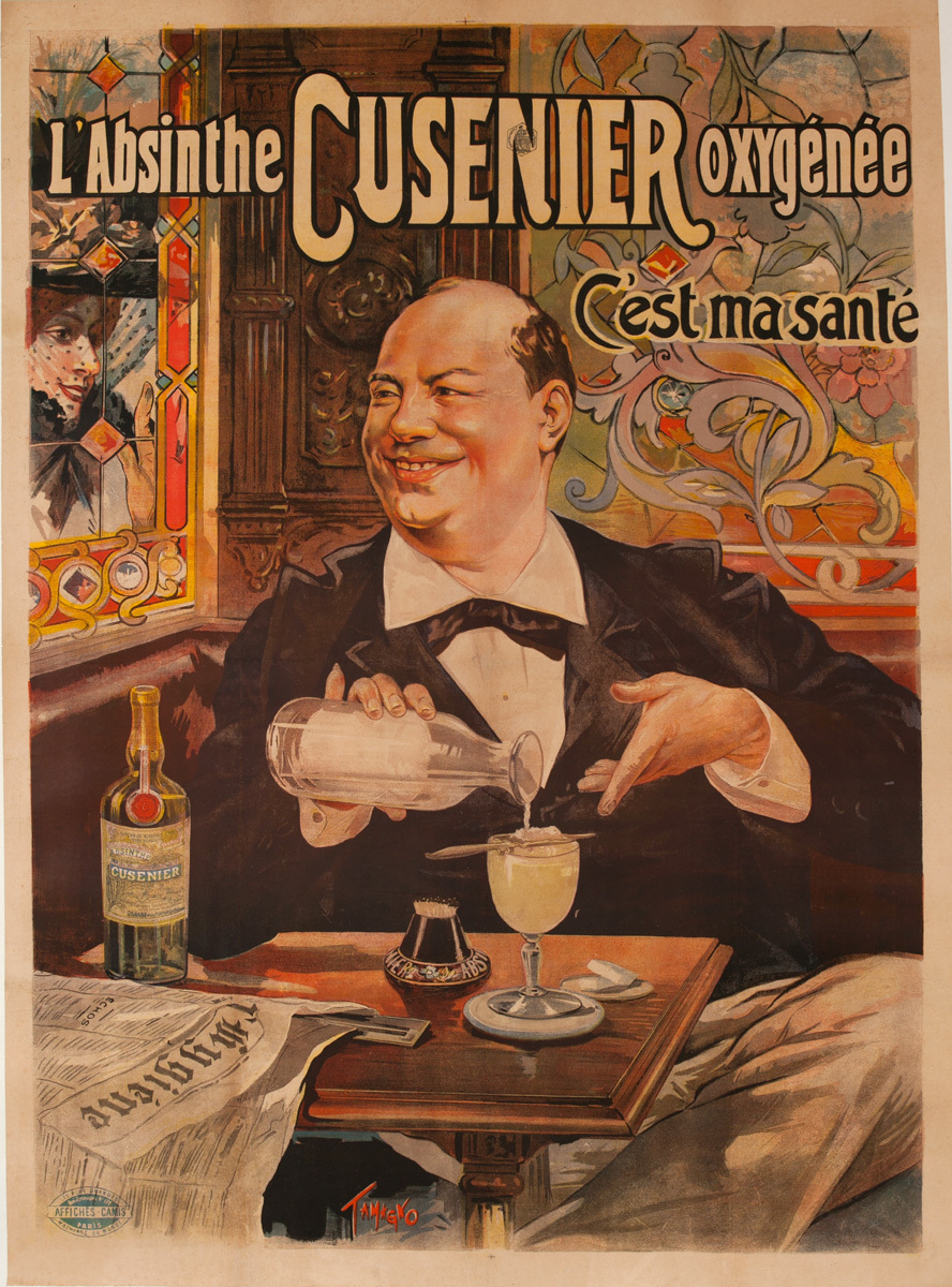 L' Absinthe Cusenier Oxygénée, Original French Advertsing Poster
