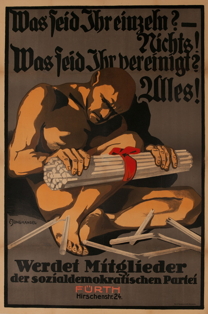 Social Democratic Party,  Original Post- WWI German Political Propaganda Poster 