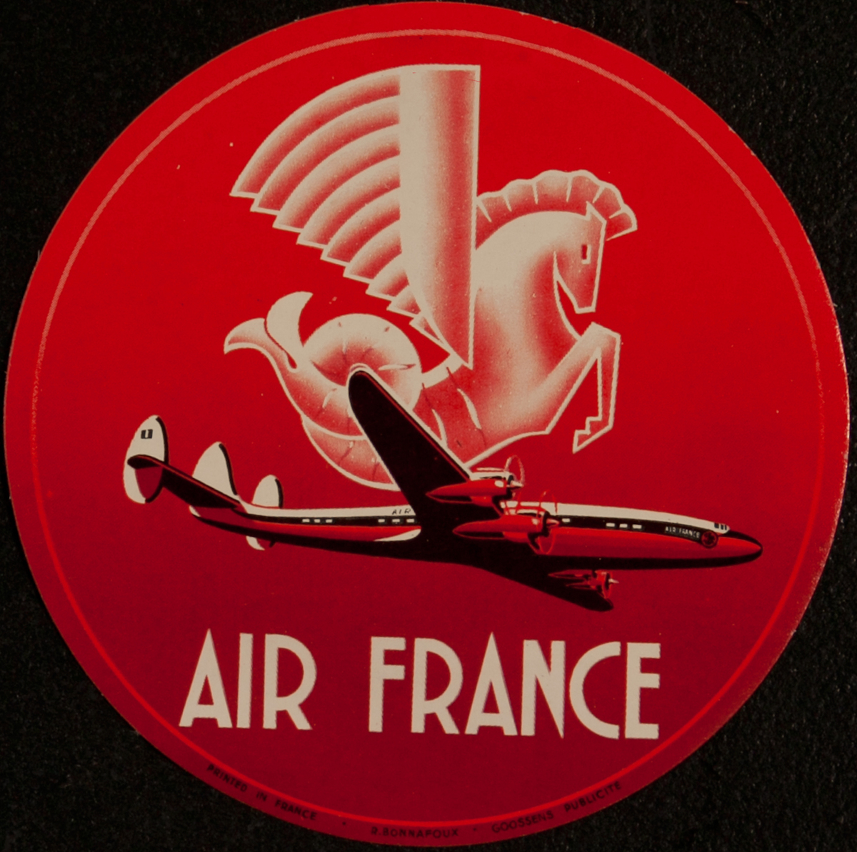 Original Air France Luggage Label round, Constellation 
