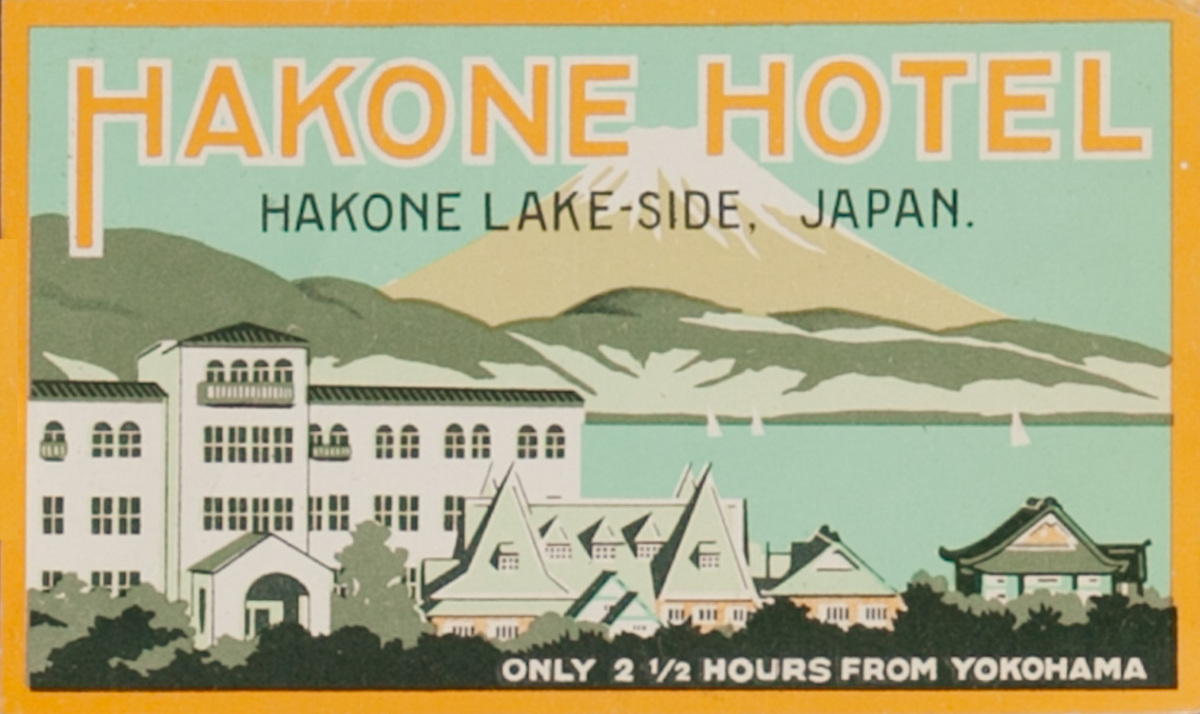 Hakone Hotel Lakeside, Original Japanese Luggage Label