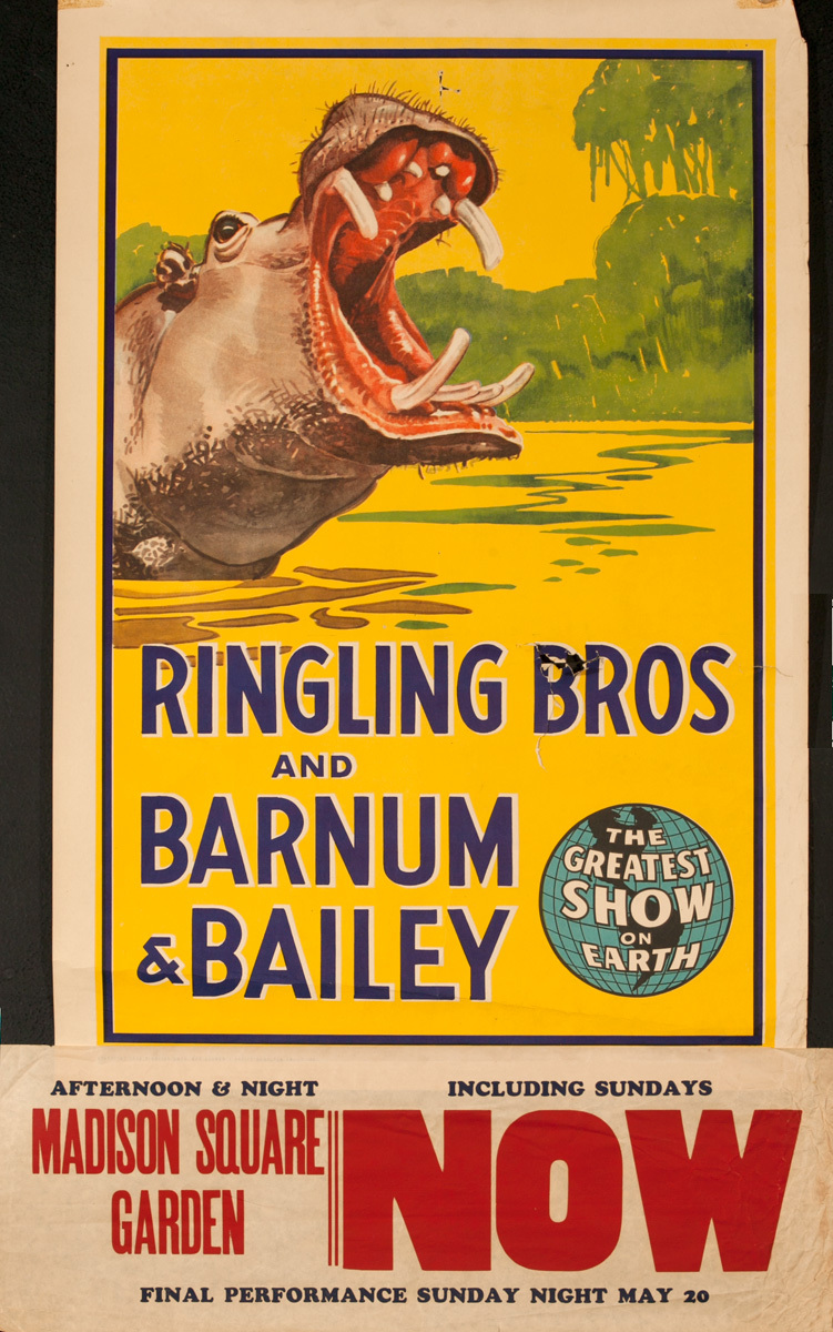 Ringling Brothers Barnum and Bailey Circus Original Poster, Hippo