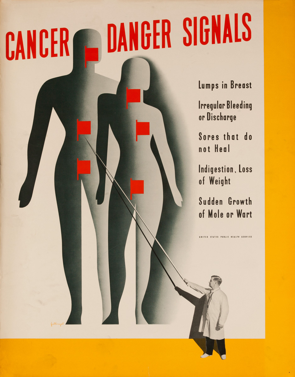 Cancer Danger Signs, Original American Health Poster