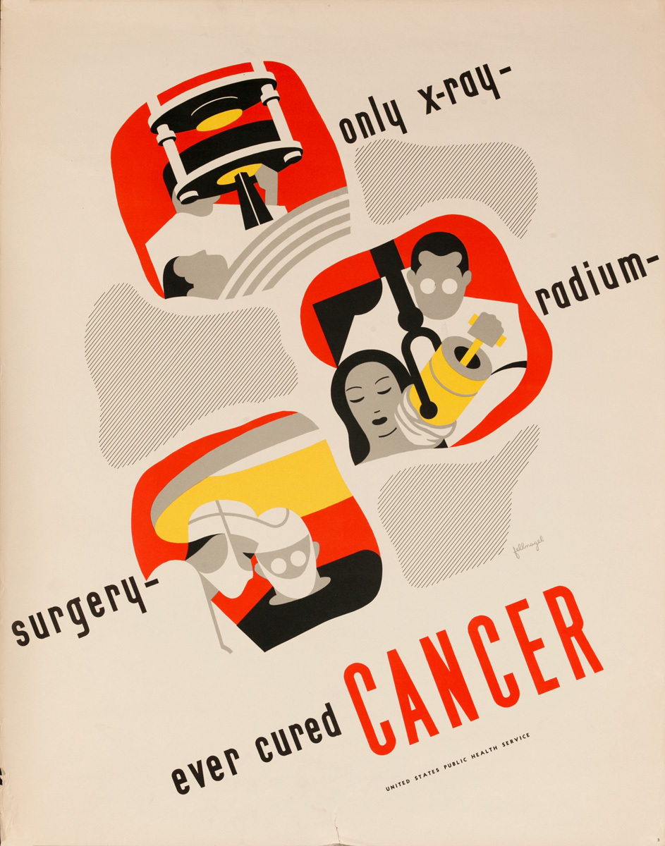 Only X-Ray-- Radium-- Surgery-- Ever Cured Cancer, Original American Public Health Poster 