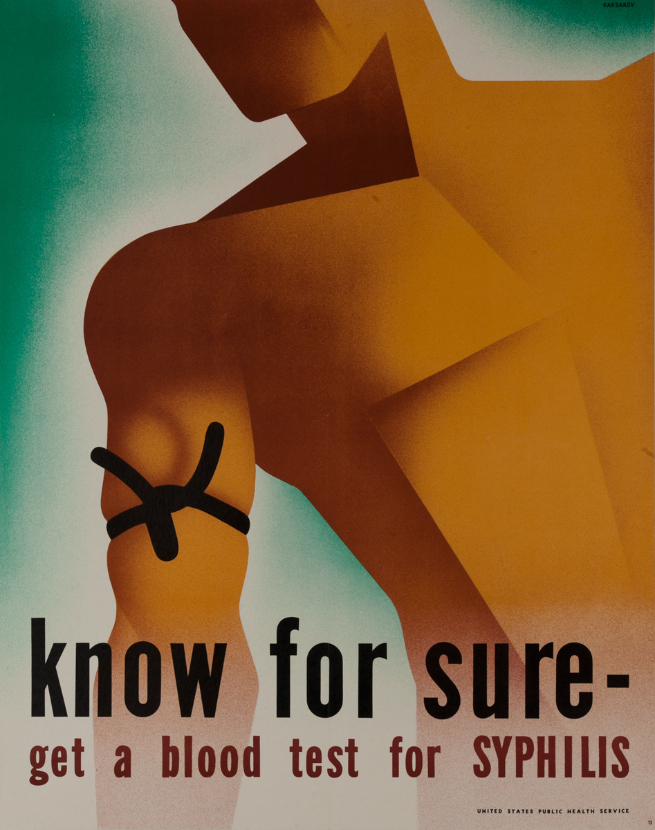 Know For Sure - Get a Blood Test For Syphilis, Original American Public Health VD Poster