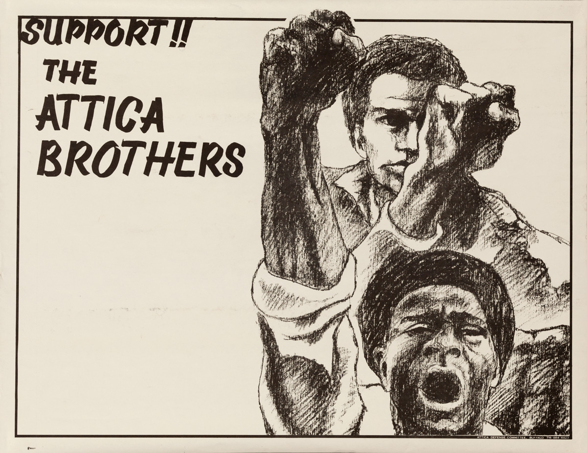 Attica Defense Committee Original American Protest Poster Support the Attica Brothers