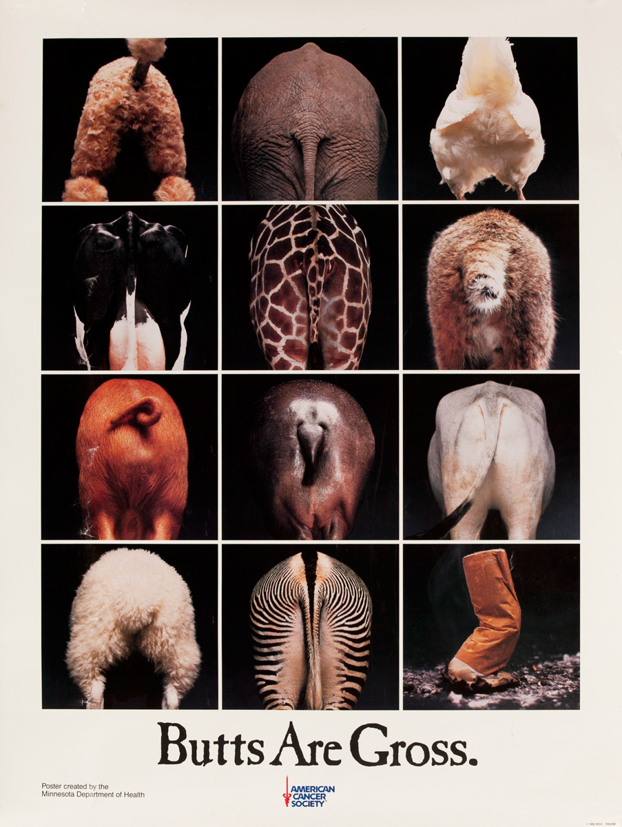 Butts are Gross, Original American Cancer Society Health Care Poster