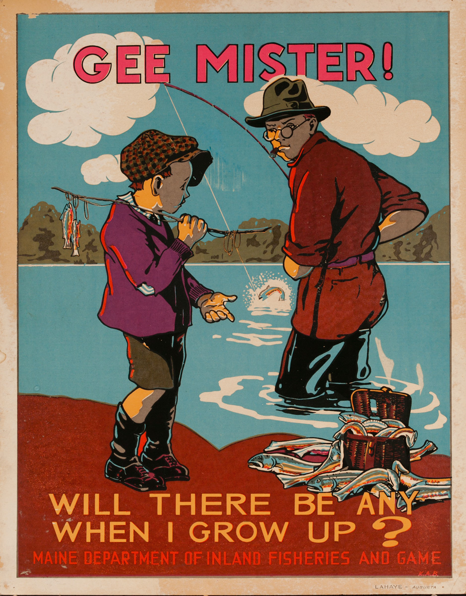 Gee Mister! Will There Be Any When I Grow Up? Original American Fish Conservation Poster