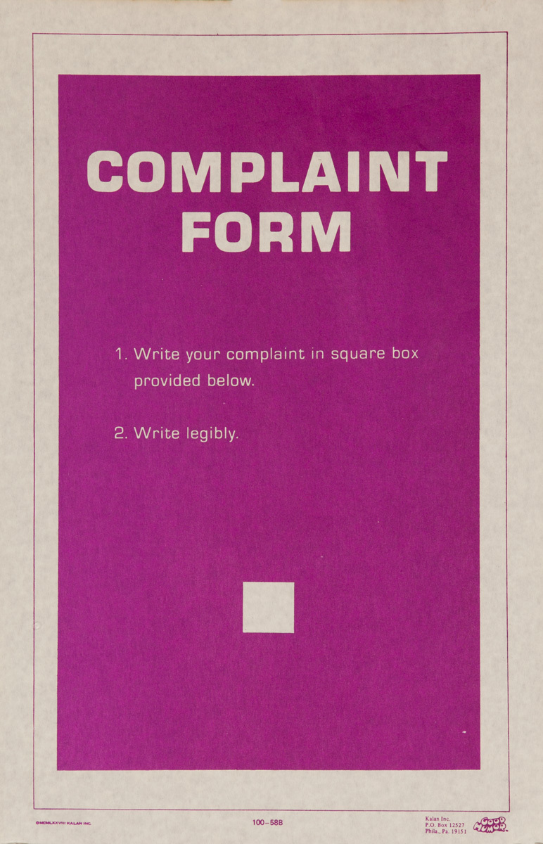 Comic Good Humor Poster - Complaint Form