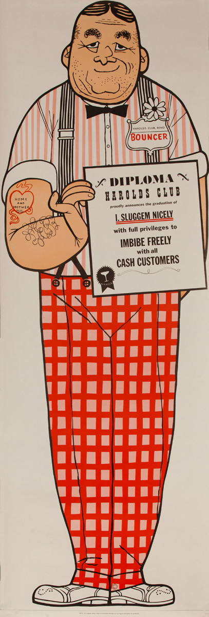 Original Harold's Club Casino Poster, I Sluggem Niceley Bouncer