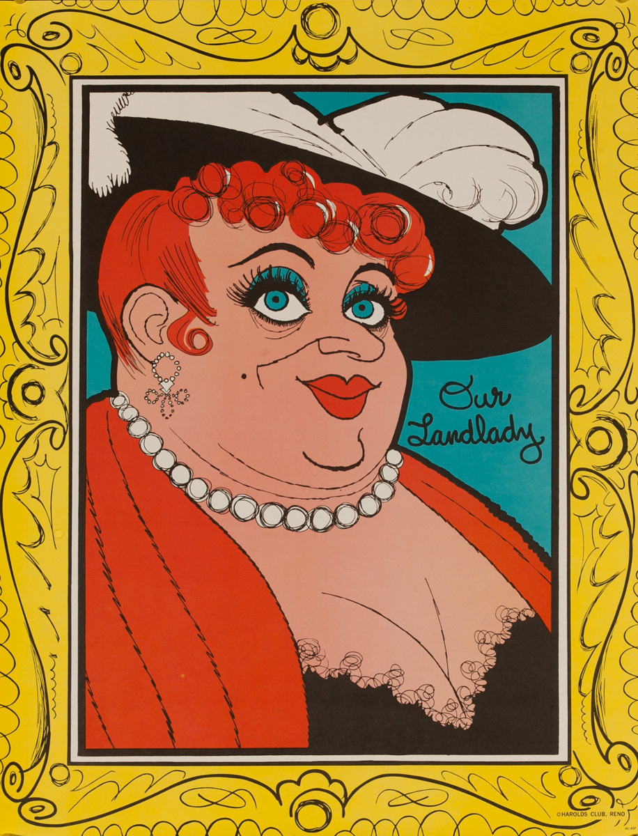 Original Harold's Club Casino Poster, Our Landlady