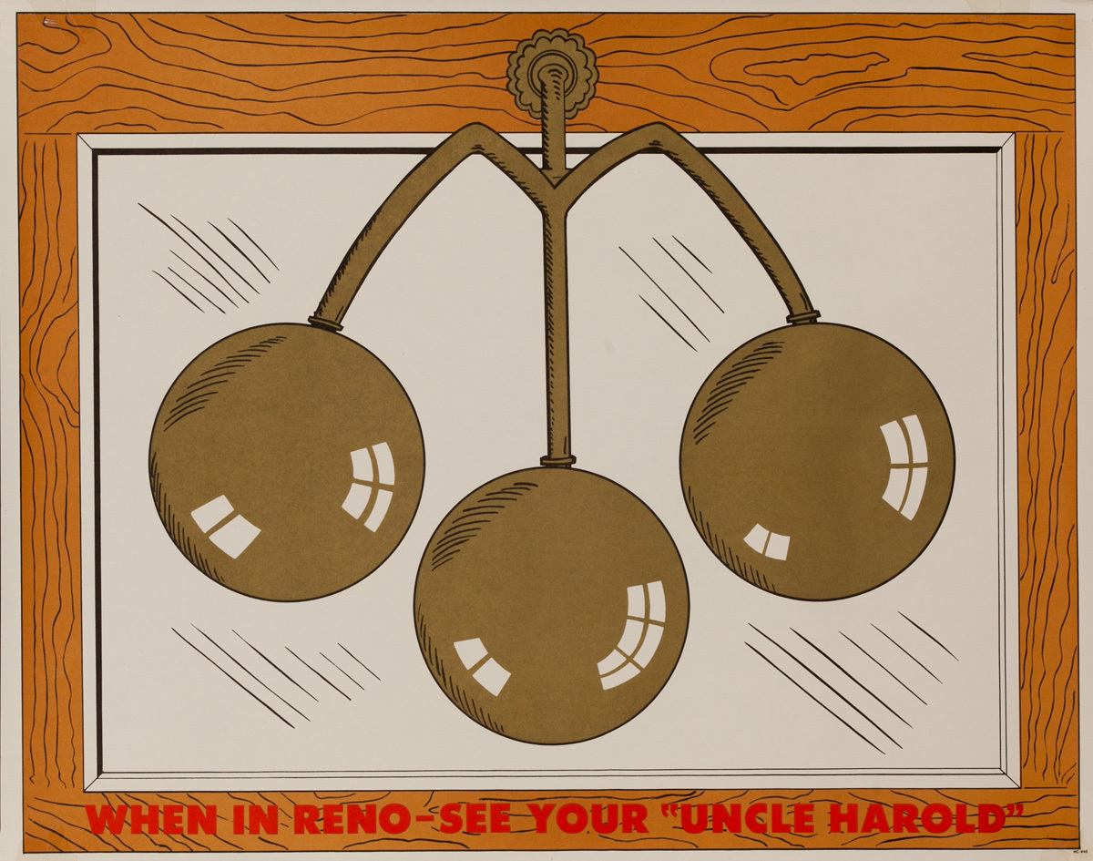 Original Harold's Club Casino Poster, When in Reno See Your "Uncle Harold"
