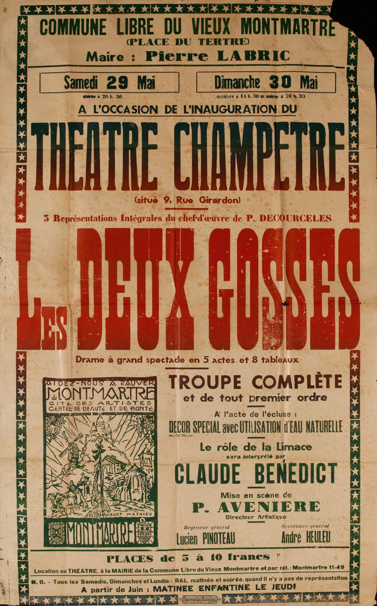 Theatre Champetre Les Deux Gosses Original French Theater Poster