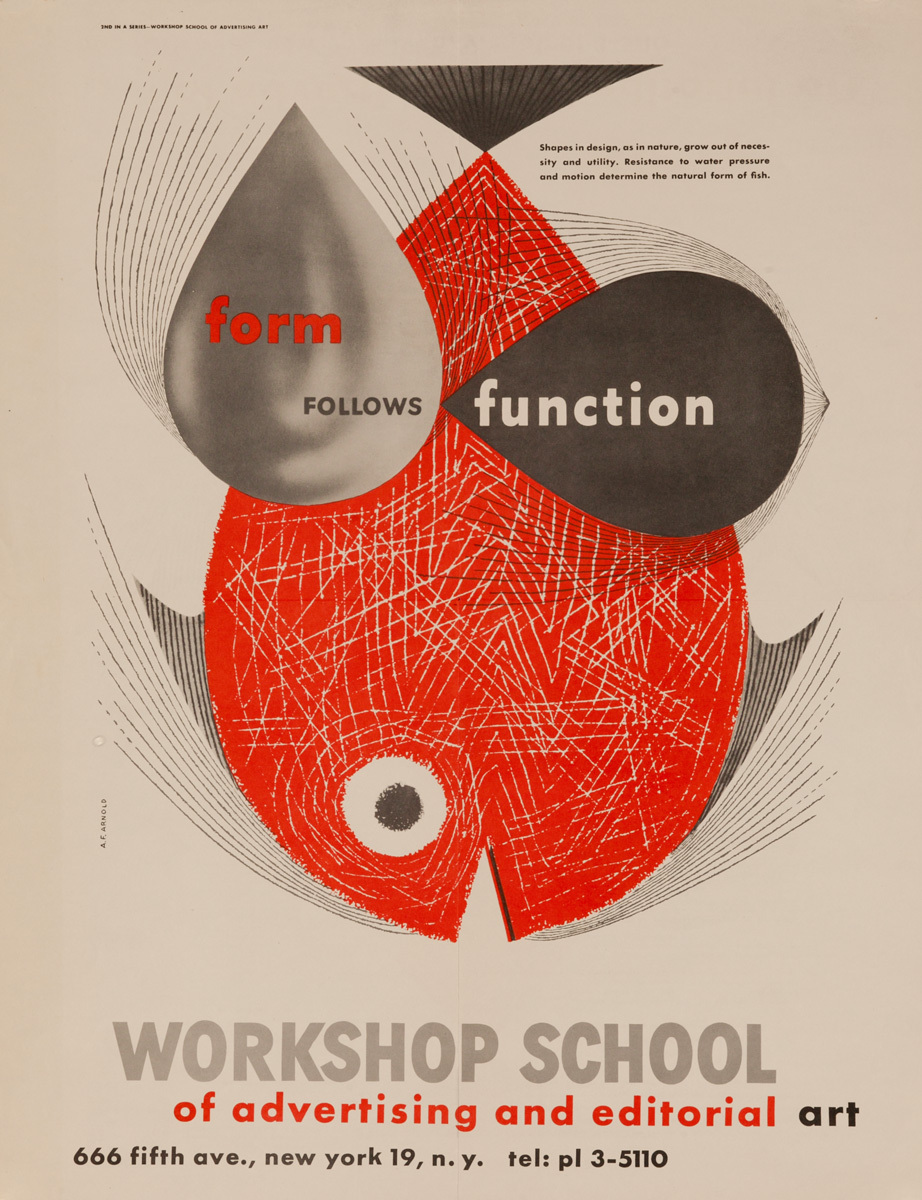Workshop School of Advertising and Editorial Art, Original Poster, Form Follows Function Fish
