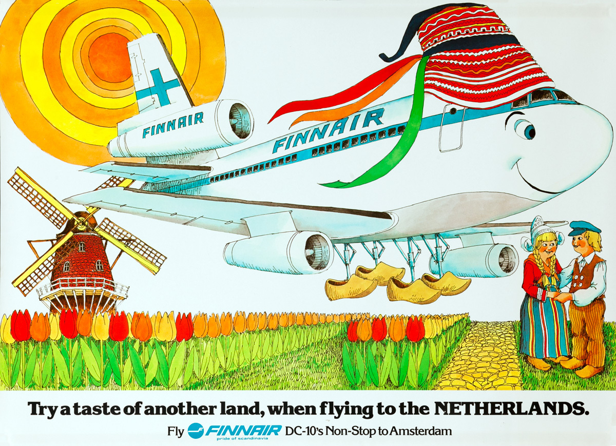 Original Finnair Travel Poster, When FLying to the Netherlands.
