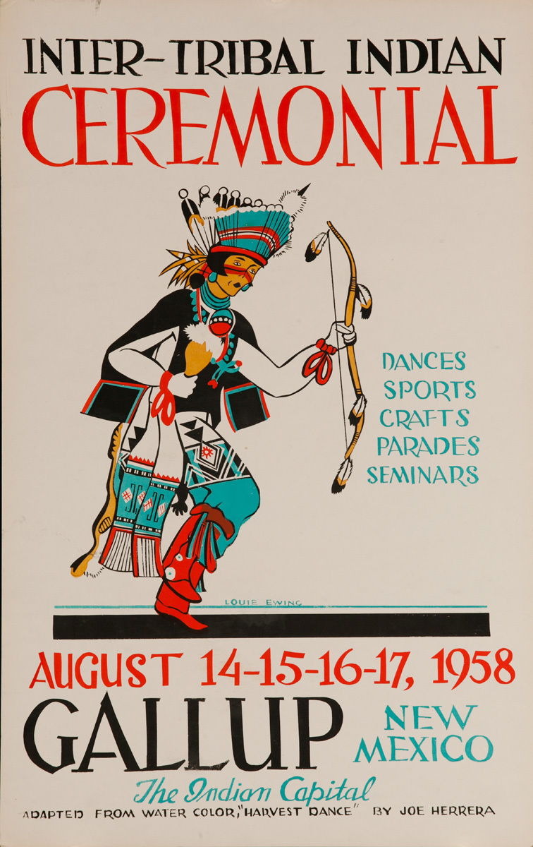 Original 1958 Poster, Inter-Tribal Indian Ceremonial, The Indian