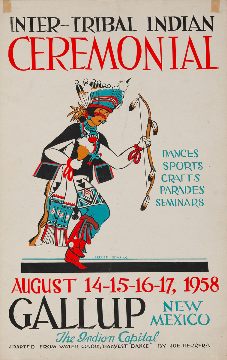 Original 1958 Poster, Inter-Tribal Indian Ceremonial, The Indian Capital - Gallup New Mexico 