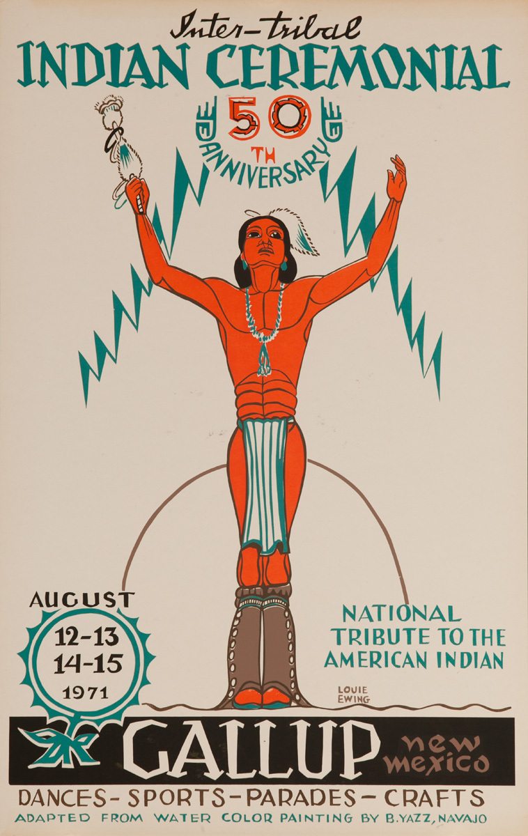 Original 1971 Poster, 50th Anniversary, Inter-Tribal Indian Ceremonial, The Indian Capital - Gallup New Mexico 