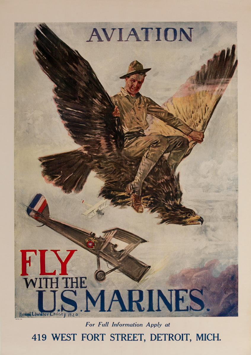Aviation Fly With the U.S. Marines, Post WWI American Recruiting Poster
