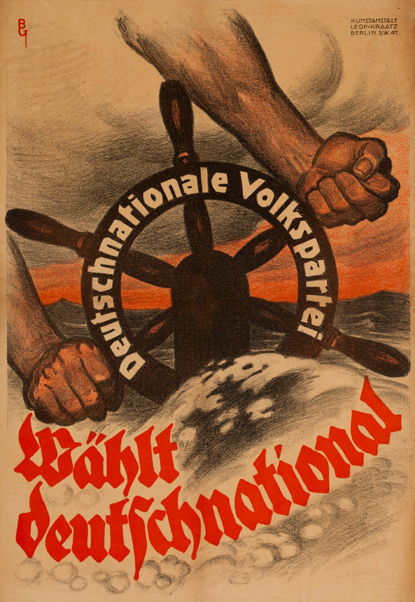 Wählt Deutschnational, Original post-WWI German Political Propaganda Poster, 