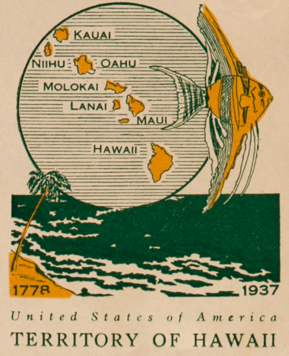 Territory of Hawaii United States of America Original Luggage Label