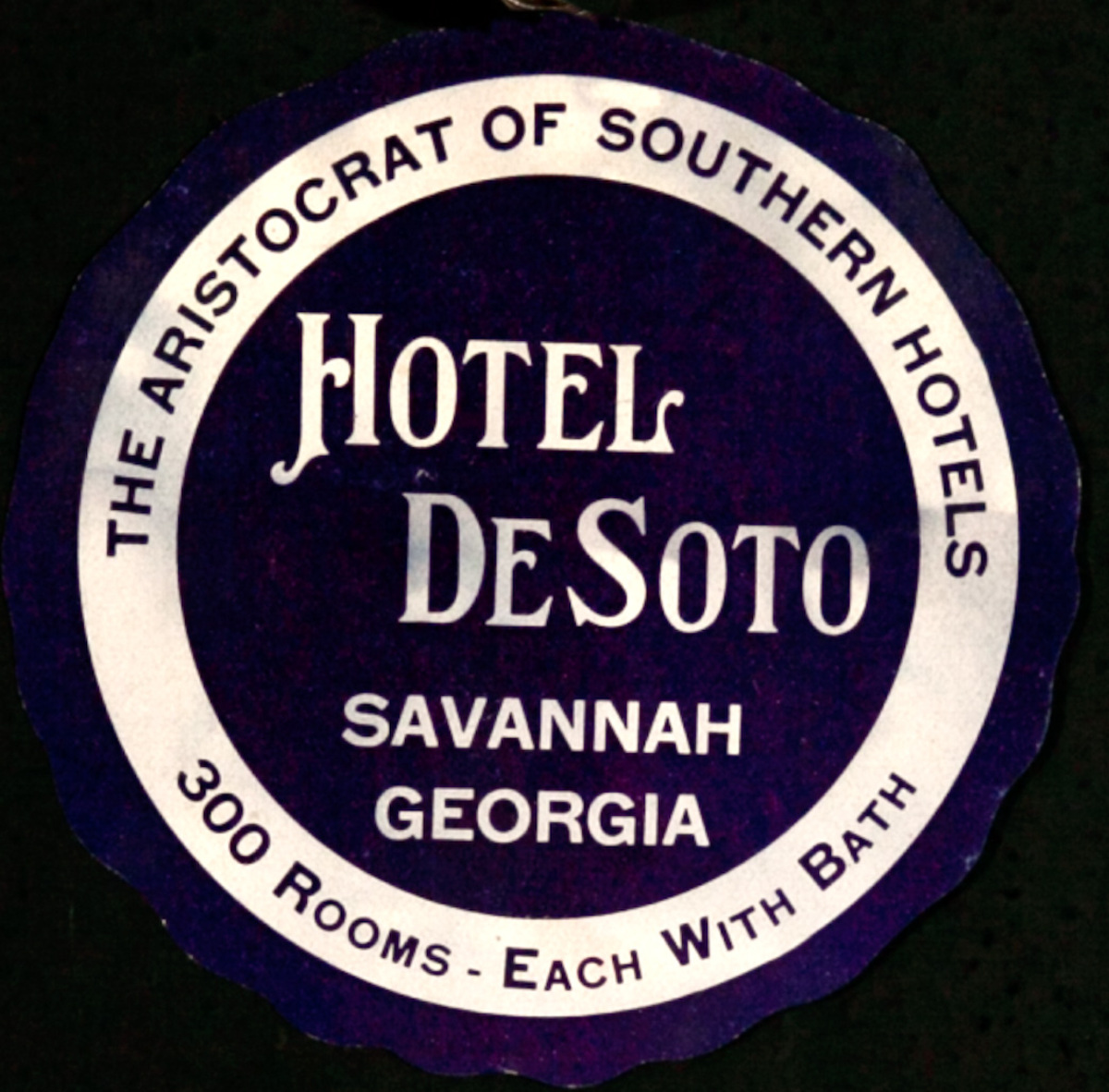 Hotel DeSoto Savannah Georgia Original American Luggage Label