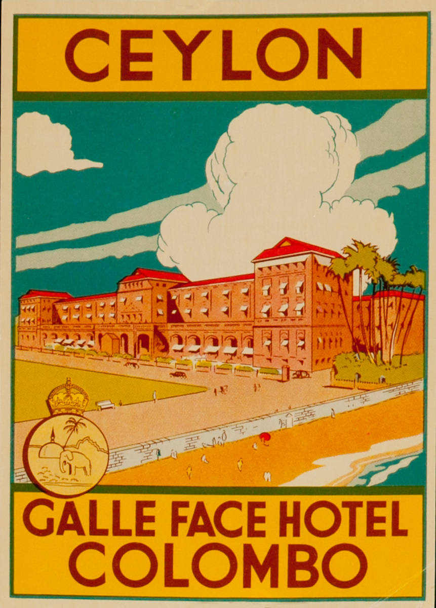 Original Galle Face Hotel Columbo, Ceylon (Sri Lanka) Luggage Label
