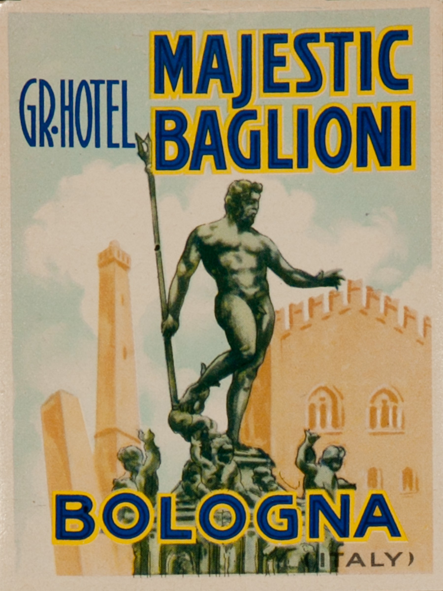 Grand Hotel Majestic Baglioni Bologna Italy, Original Luggage Label