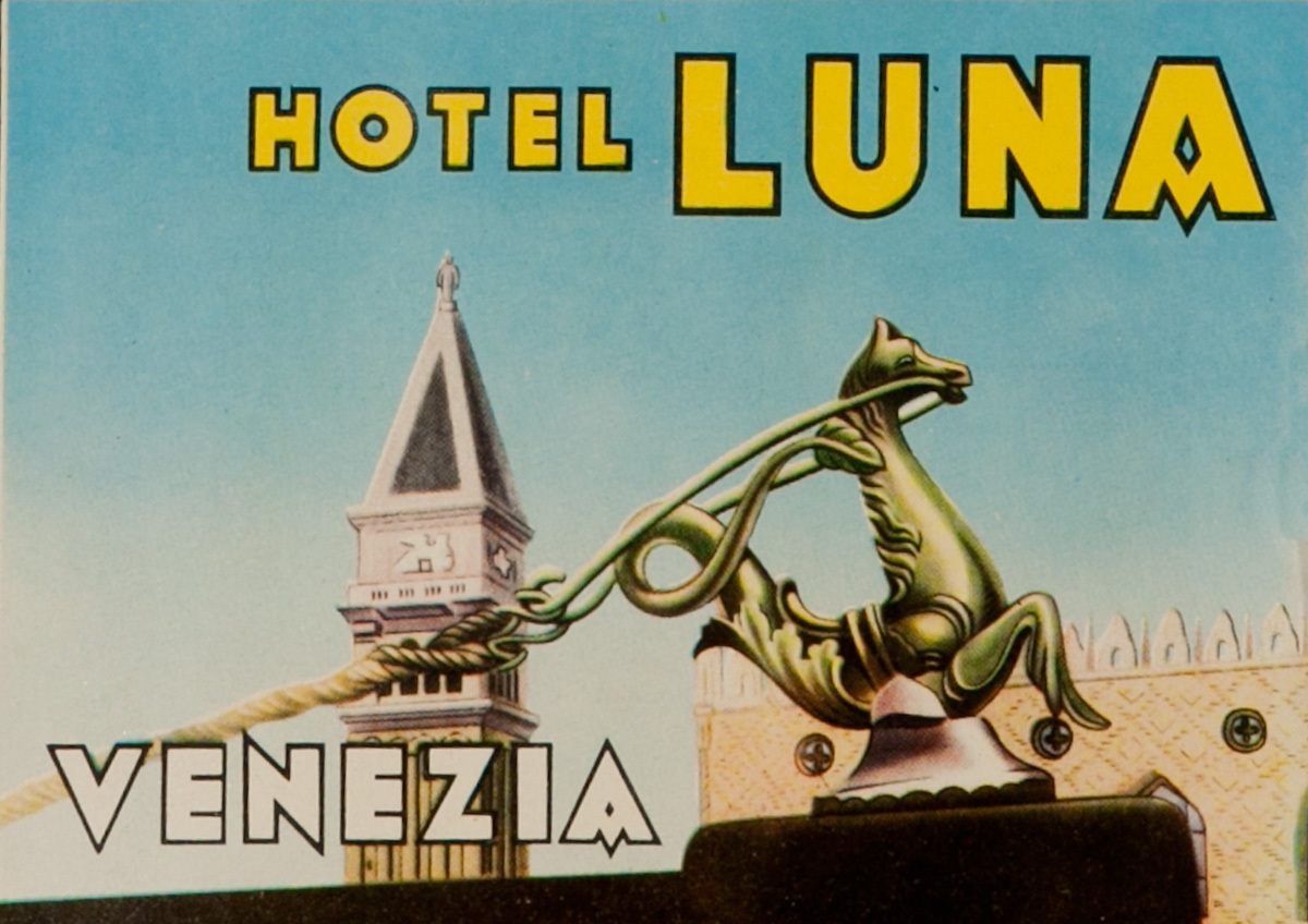 Hotel Luna Venice Italy Original Luggage Label