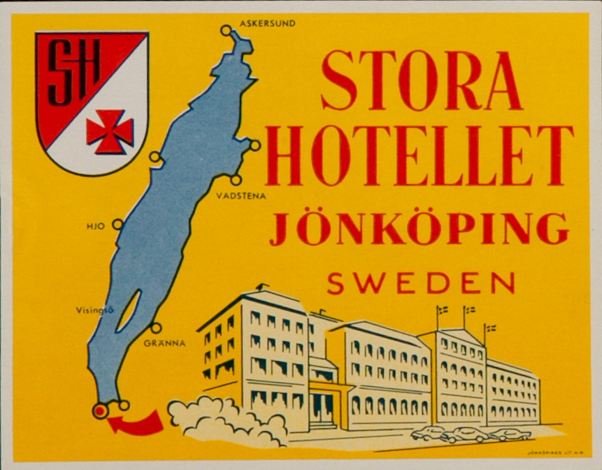 Store Hotellet Jonkoping Sweden Original Luggage Label 