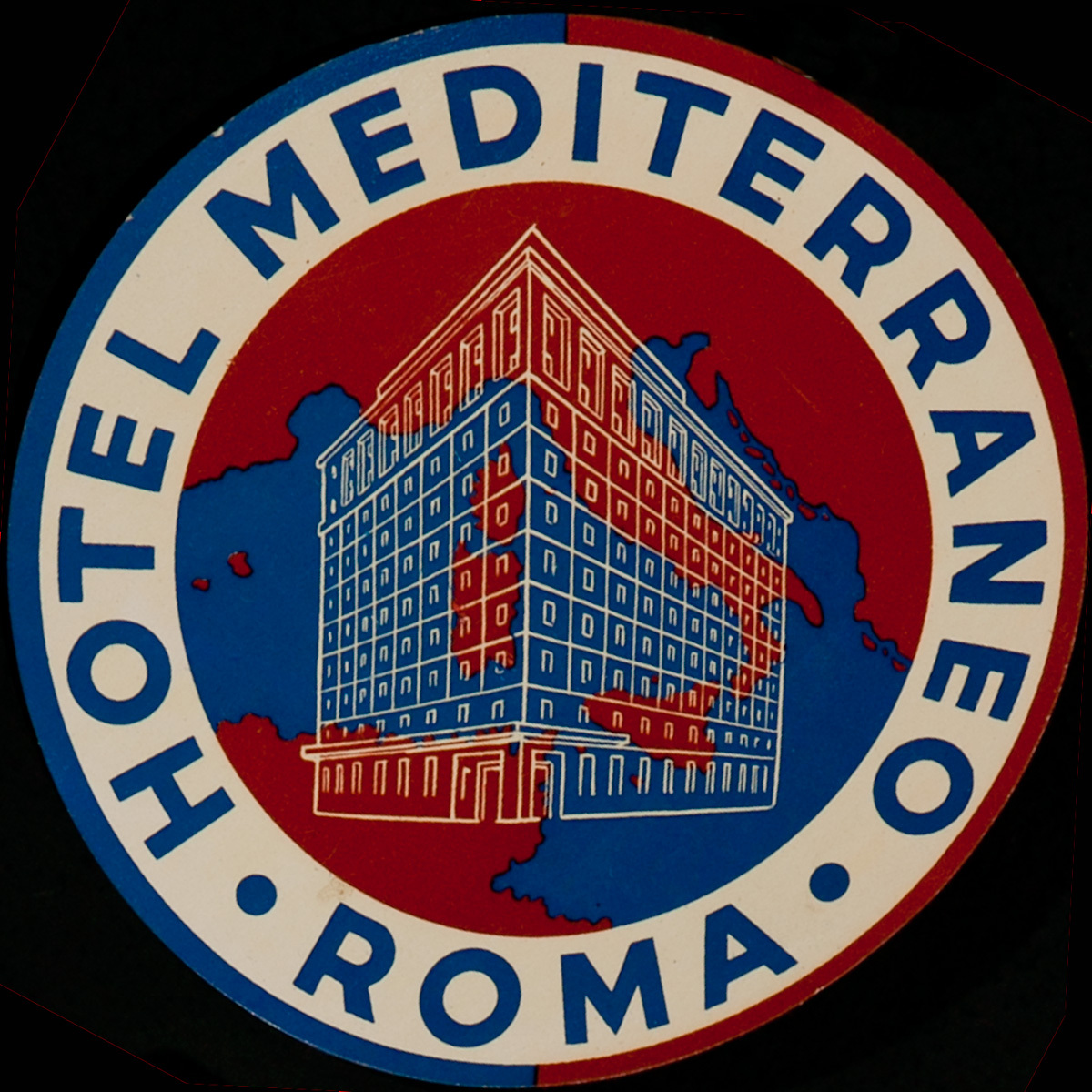 Hotel Mediterraneo Roma Italy Original Luggage Label 