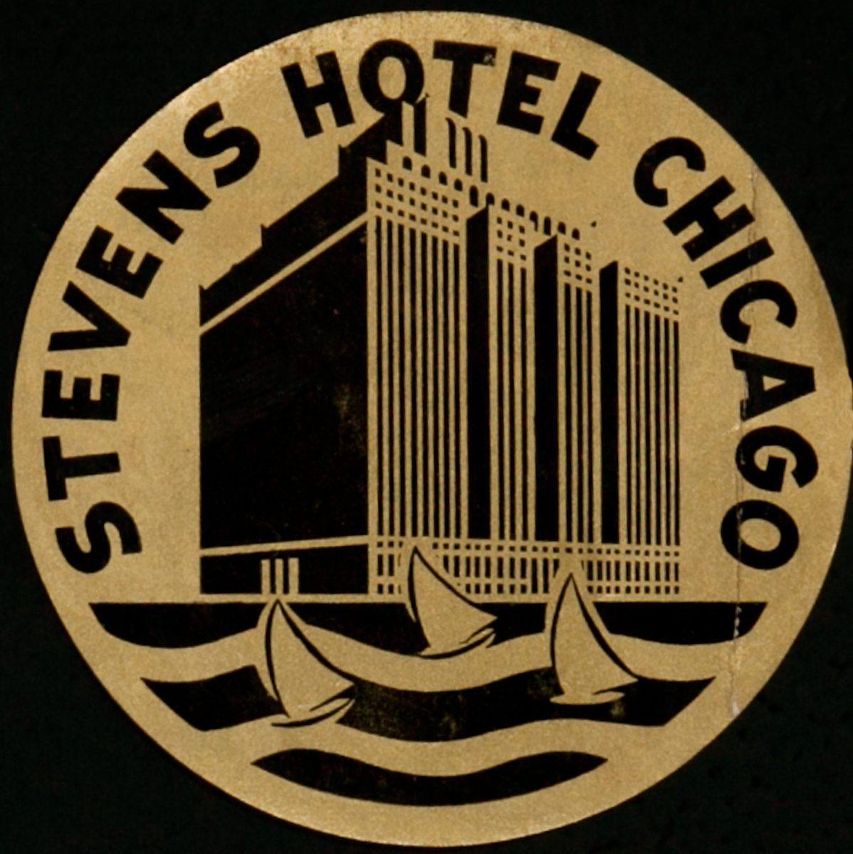 Stevens Hotel Chicago,  Original Luggage Label